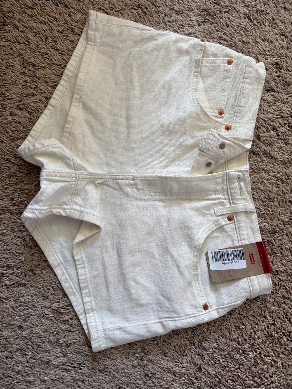 Levi's Cream High-Rise Denim Shorts